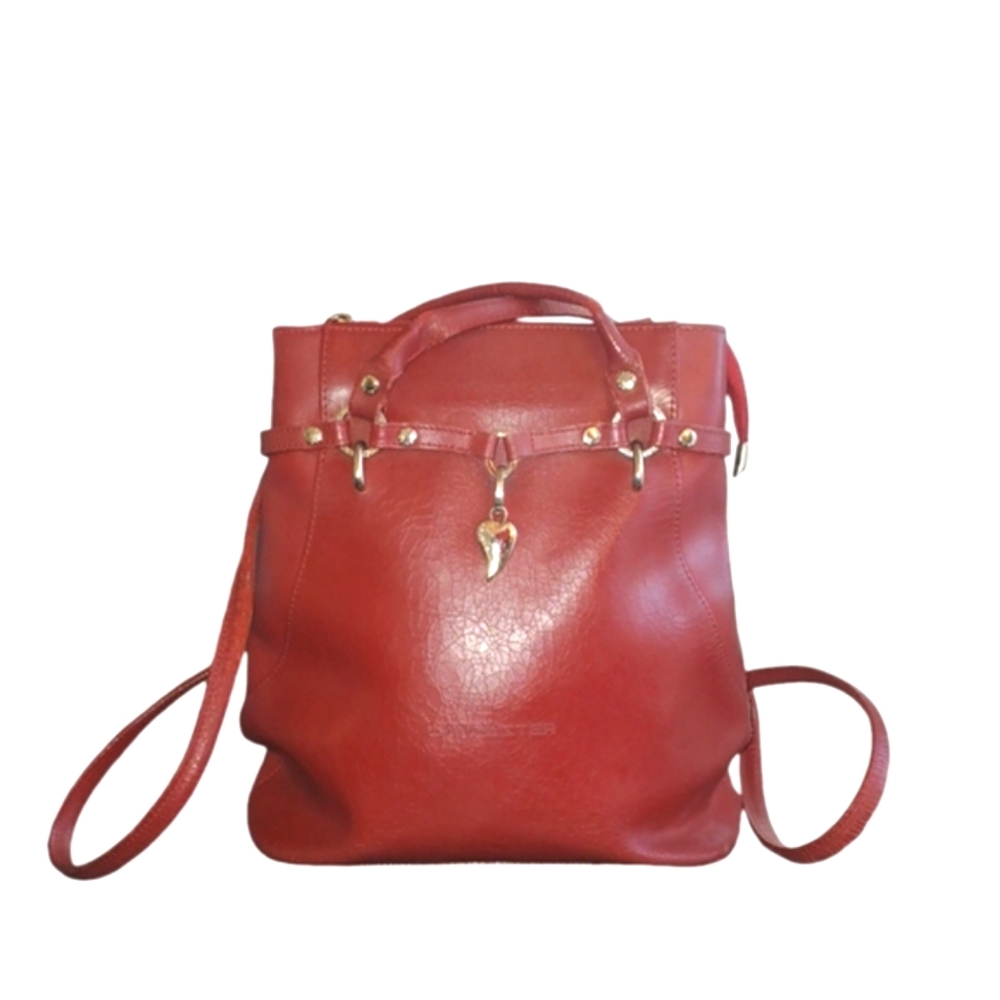 Lancaster Convertable Red Leather Shoulder Bag Ba… - image 1